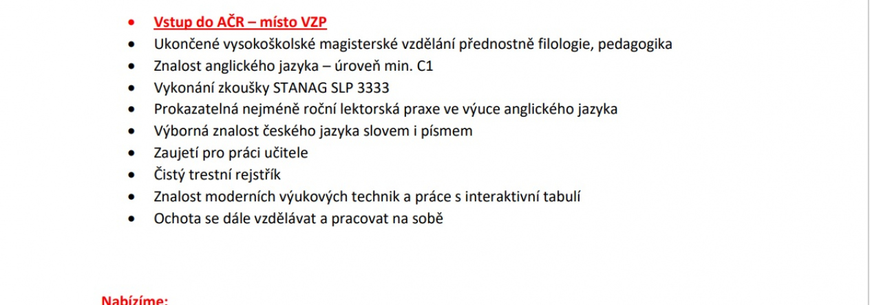 Hledáme posilu do Staré Boleslavi: Lektora/lektorku anglického jazyka